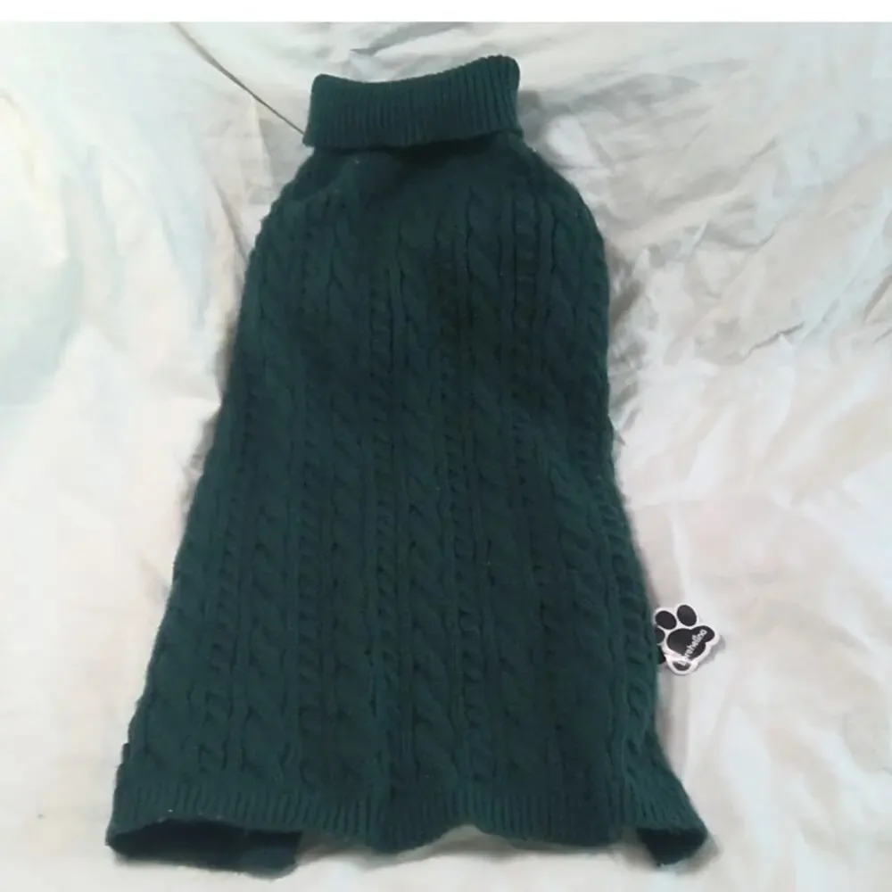 NWT Lorehelina Green Cable Knit Turtleneck Dog Sweater XXL 24